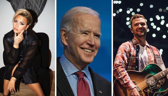 Hasta el momento tres artistas han confirmado su presencia en la investidura de Joe Biden. (Foto: AFP Jim Watson / Instagram @justintimberlake / @ddlovato)