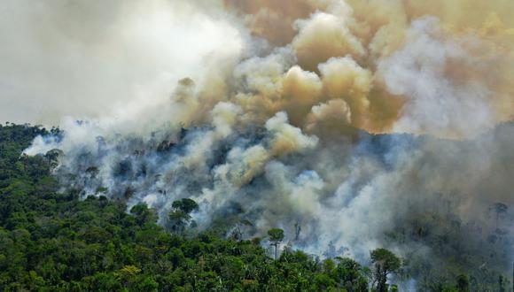 Foto tomada el 16 de agosto de 2020 de un área en llamas al sur de Novo Progresso, en el estado de Pará, Brasil. (CARL DE SOUZA / AFP).