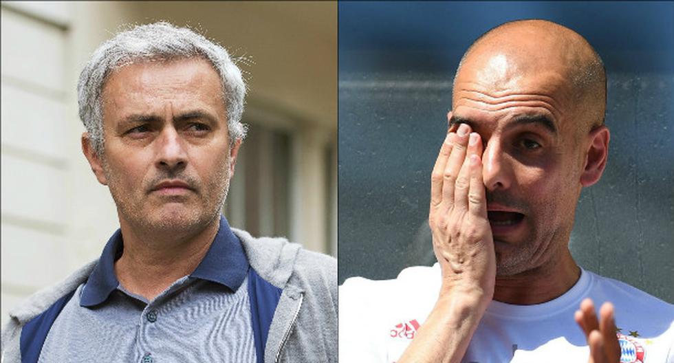 José Mourinho y Pep Guardiola se enfrentarán en más de una ocasión en el fútbol inglés. (Foto: EFE)