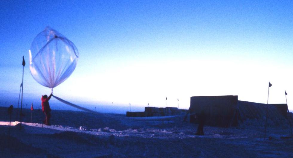 Globo meteorológico en el polo sur para medir agujero en la capa de ozono. (Foto: Wikimedia)