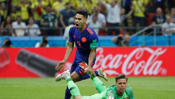 Radamel Falcao García, el máximo artillero en la historia de Colombia, dejó su primera huella de gol en Rusia 2018. La definición ante Polonia fue magnífica. (Foto: AFP)