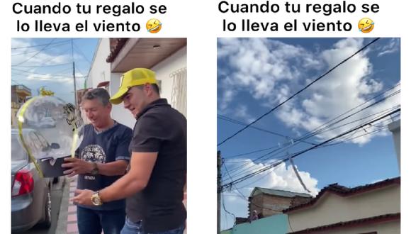 Papá recibe un globo con dinero y sale volando, su reacción se hace viral | VIDEO (Foto: Instagram/@tipicosmomentos).