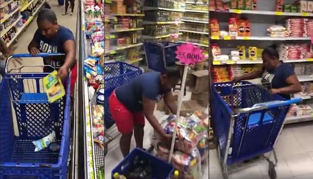 En Facebook fue visto el video viral de una mujer que podía coger todos los artículos que quisiera de un supermercado en el lapso de un minuto. Sin embargo, su lentitud desesperó al público e hizo viral a este clip en redes sociales. (Foto: Captura)