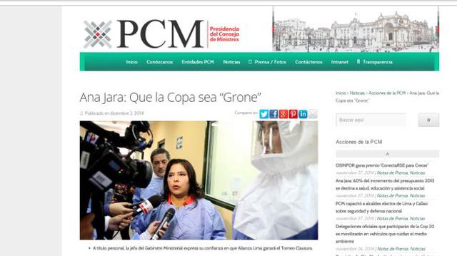 Facebook: polémica por nota de prensa de Ana Jara sobre Alianza - 1
