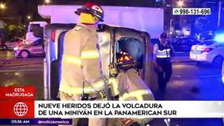 Surco: volcadura de miniván deja nueve heridos en la Panamericana Sur | VIDEO