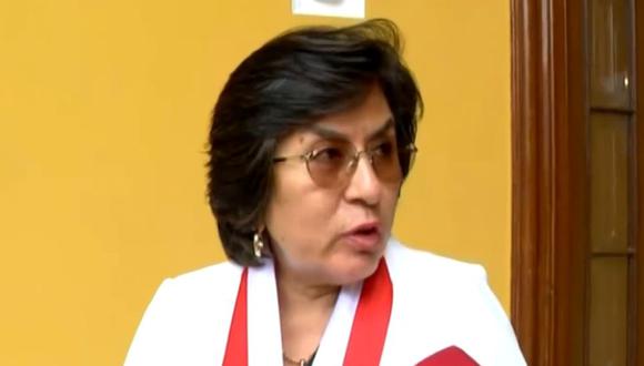 La presidenta del TC, Marianella Ledesma, declaró luego de la sesión del tribunal de esta mañana. (TV Perú)