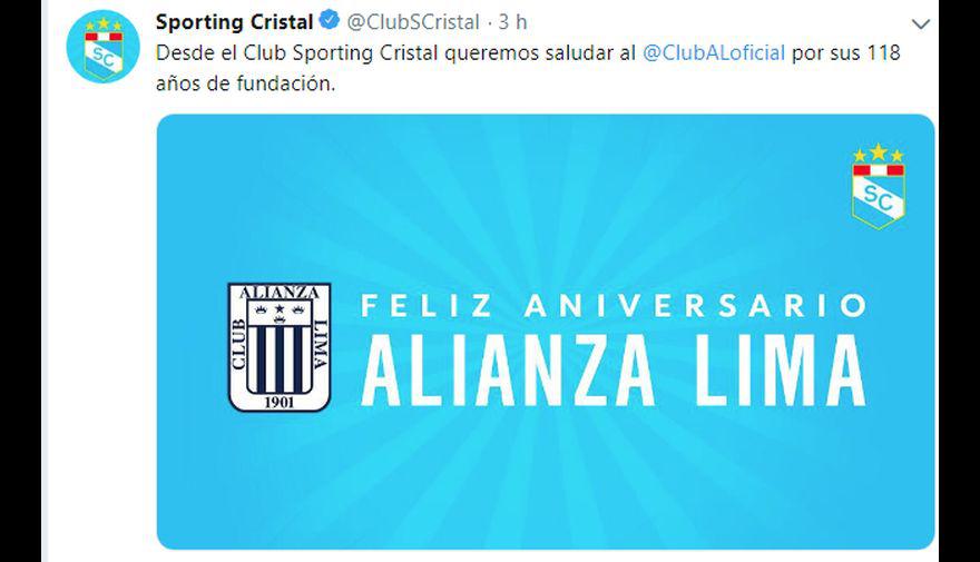 Los saludos de las personalidades del fútbol y clubes por los 118 años de Alianza Lima. (Foto: Captura Twitter)