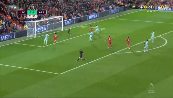 Sadio Mané anotó el 3-1 en el Liverpool vs. Arsenal por la fecha 20 de la Premier League. Mohamed Salah se lució con una lujosa asistencia (Foto: captura de pantalla)
