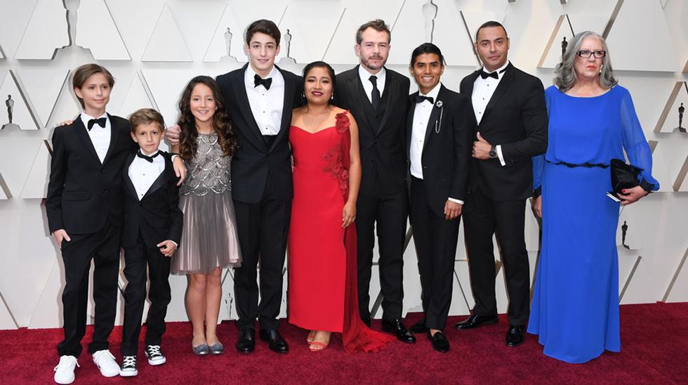 Oscar 2019. El elenco de "Roma", liderado por Nancy García García, en la alfombra roja. (Foto: Agencia):