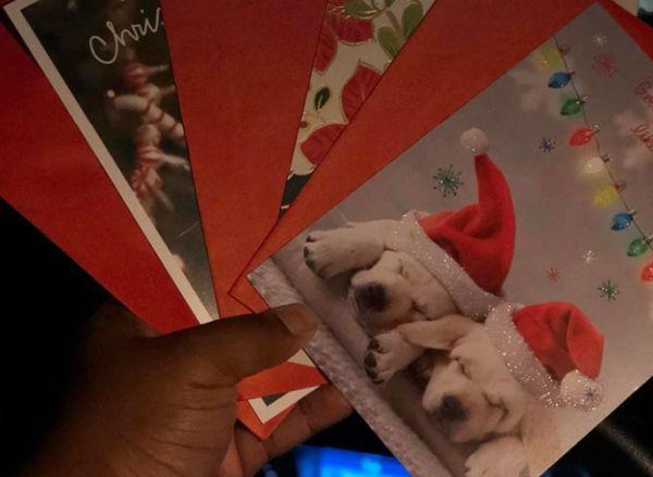 Las tarjetas navideñas que los tres amigos le regalaron a Gene cuando lo visitaron en su casa | Facebook / Earl Million