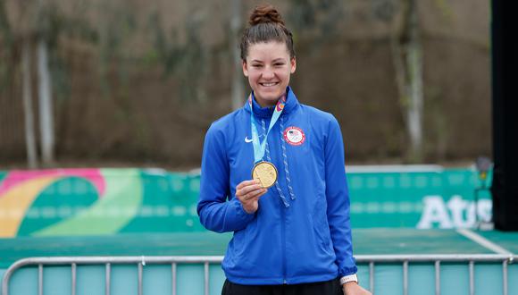 Chloe Dygert, de Estados Unidos, sumó una nueva medalla de oro para su nación en ciclismo de ruta. | Foto: Cesar Fajardo / Lima 2019