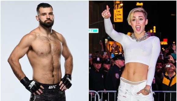 Julian Márquez ganó una pelea de UFC y aprovechó su momento para pedirle una cita a la cantante Miley Cyrus. (Foto: Instagram / @jmarquezmma y @mileycyrus)