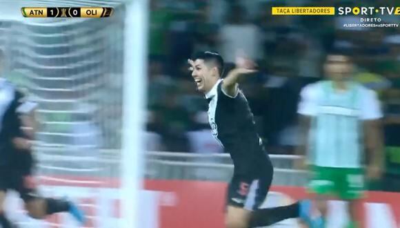 Saúl Salcedo puso el empate 1-1 para Olimpia vs. Atlético Nacional. (Foto: captura de pantalla - Sport TV 2)