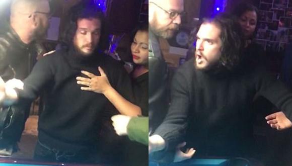 "Game of Thrones". Kit Harington durante el problema que ocasionó en Barfly de Nueva York. (Fotos: TMZ)