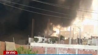 Lurigancho-Chosica: incendio en almacén de plásticos fue controlado después de seis horas