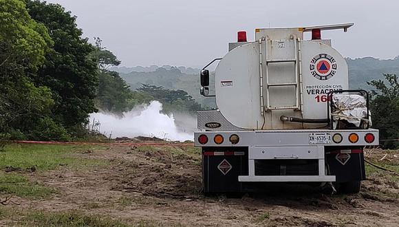 La zona donde ocurrió una explosión de un ducto de etano en el municipio Agua Dulce, Veracruz, México. (Foto: EFE/Secretaría de Protección Civil del Estado de Veracruz)