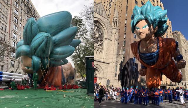 El globo gigante muestra a Gokú como 'súper saiyajin blue', transformación vista en "Dragon Ball Super". El desfile de Macy's es uno de los más grandes de Estados Unidos y el mundo. (Foto: Twitter @dragonballsuper)