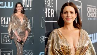Anne Hathaway robó miradas con un vestido de lentejuelas en los Critics’ Choice Awards | FOTOS