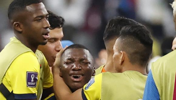 Moisés Caicedo fue uno de los más sufrió la eliminación de Ecuador. Foto: ESPN.