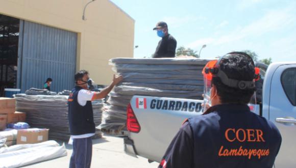 COER Lambayeque reabasteció con ayuda humanitaria a tres distritos para reforzar atención de pacientes COVID-19. (Foto: Andina)