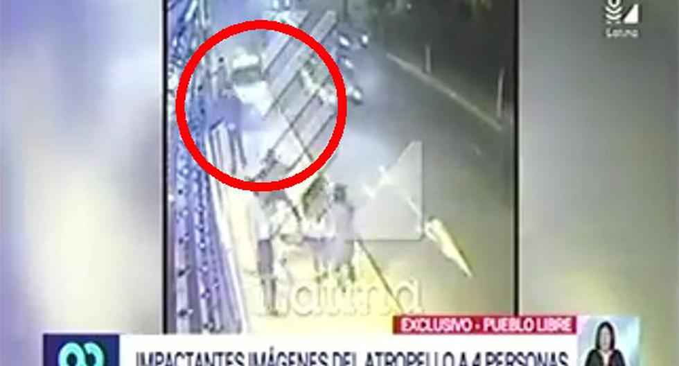 El momento en que el auto atropella a 7 personas, matando a una de ellas en Pueblo Libre. (Foto: Latina.pe)