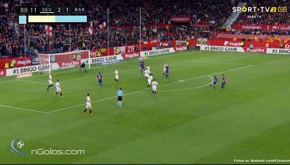 Lionel Messi categórico: anotó golazo para salvar el invicto y empatar 2-2 ante el Sevilla. (Foto: Captura de video)