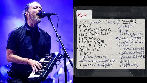 (Izquierda) Thom Yorke de Radiohead durante un concierto en abril de 2017. (Foto: AFP) /Izquierda: Foto del minidisc de la banda con las pistas inéditas de "Ok Computer" de 1997.