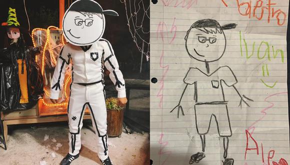 El profesor de primaria decidió vestirse del dibujo que le hizo su alumna fallecida. (Foto: Facebook Iván de Luna)
