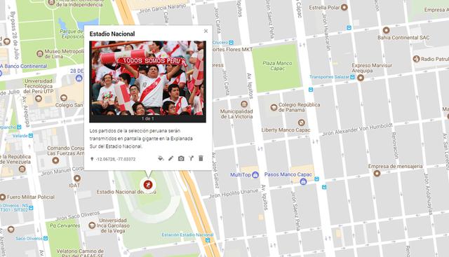 Hinchas vivirán el último partido de la selección peruana tras quedar eliminado de Rusia 2018. (Imagen: googlemaps)