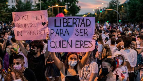 Manifestación del Orgullo LGBTI en Madrid, en julio de 2021. (Foto referencial de OLMO CALVO)