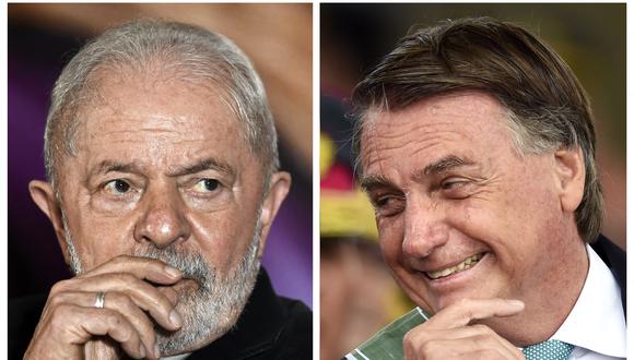 Esta combinación de imágenes creada el 4 de mayo de 2022 muestra al candidato presidencial Luiz Inácio Lula da Silva y al presidente Jair Bolsonaro. (Foto de EVARISTO SA / AFP)