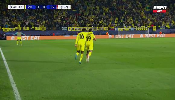 Francis Coquelin anotó el 2-0 de Villarreal vs. Liverpool por Champions League. (Foto: captura de pantalla- ESPN)