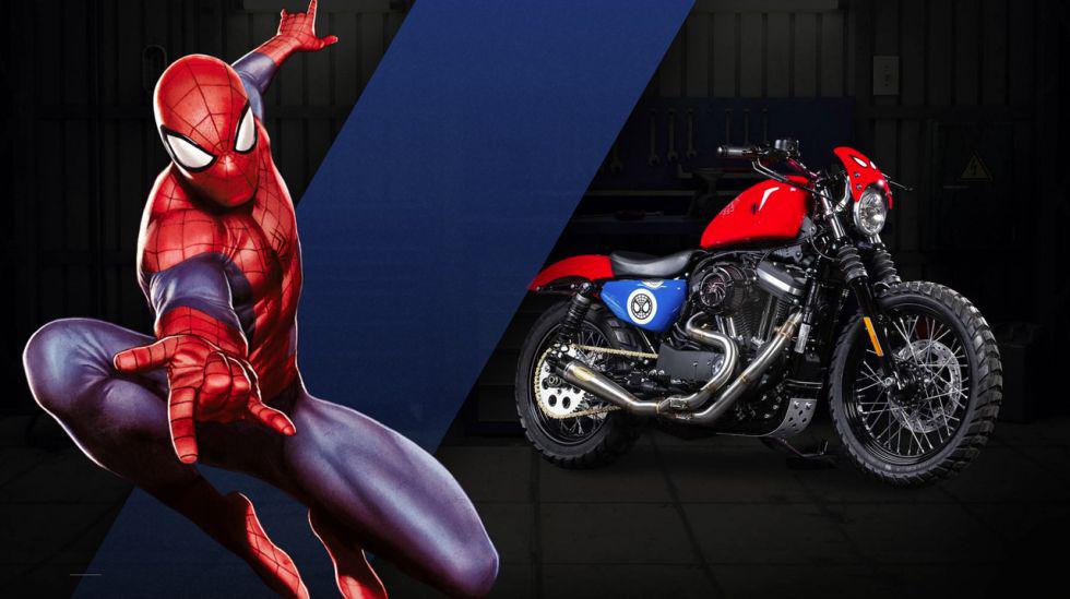 Iron 883 con los colores de Spider Man, uno de los superheroes con mayor legi&oacute;n de seguidores en el universo Marvel. (Fotos: Harley-Davidson)