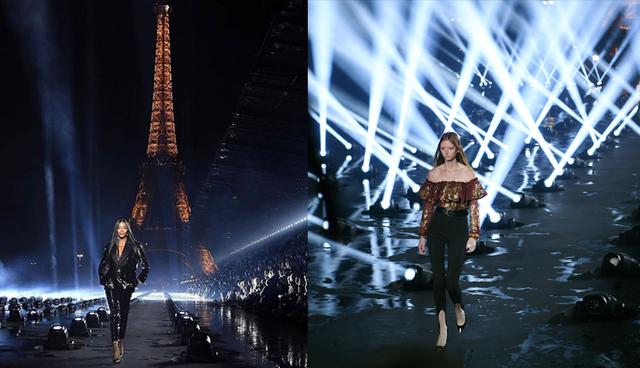 Anthony Vaccarello, director creativo de Saint Laurent, conquistó la ciudad de las luces con una puesta en escena impresionante bajo la Torre Eiffel. (Foto: AFP)