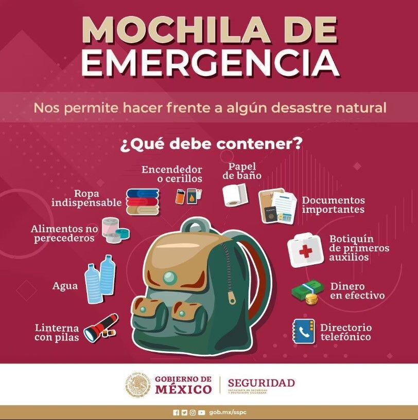 REVISA LO QUE UNA MOCHILA DE EMERGENCIAS PARA EL HOGAR DEBE CONTENER.