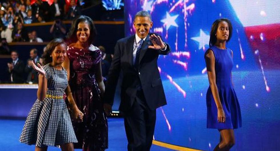 Barack Obama junto a su familia en la convención del 2012, celebrada en Charlotte, Carolina del Norte. (Foto: univision.com)