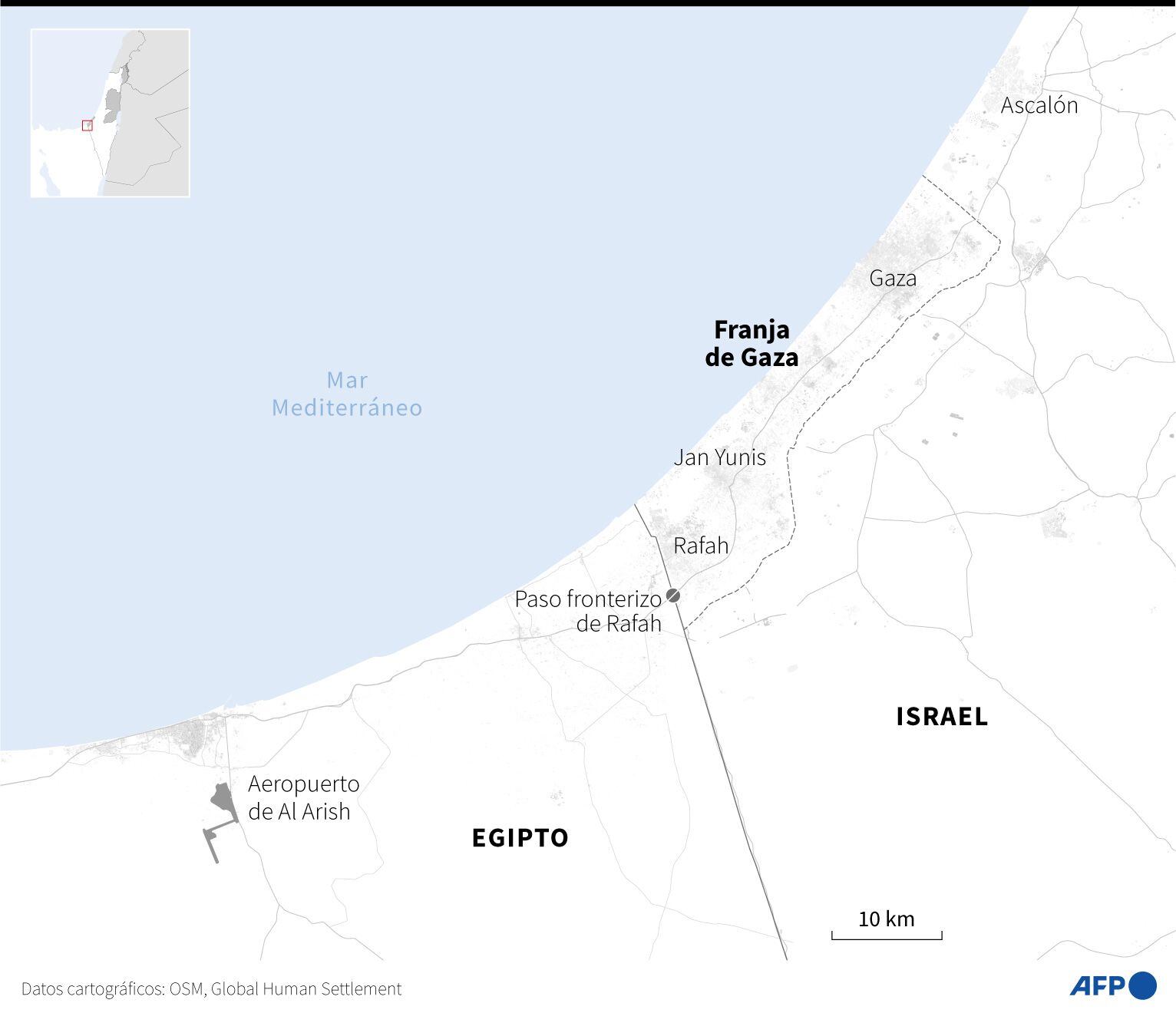 The location of Khan Yunis and Rafah in the Gaza Strip.  (AFP).