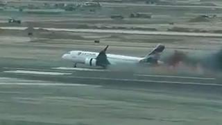 Aeropuerto Jorge Chávez: captan momento exacto en que avión choca con vehículo y se incendia en pleno aterrizaje