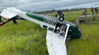 Ucayali: avioneta de la PNP cae en Pucallpa a pocos metros de aterrizar y tripulantes salen con vida | FOTOS