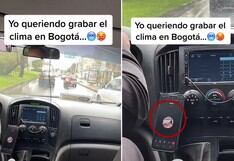 Quería grabar el clima en Bogotá, pero vio un detalle en el celular del taxista que le llamó la atención