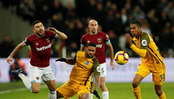 West Ham empató 2-2 ante Brighton por la fecha 21 de la Premier League. (Foto: AFP).