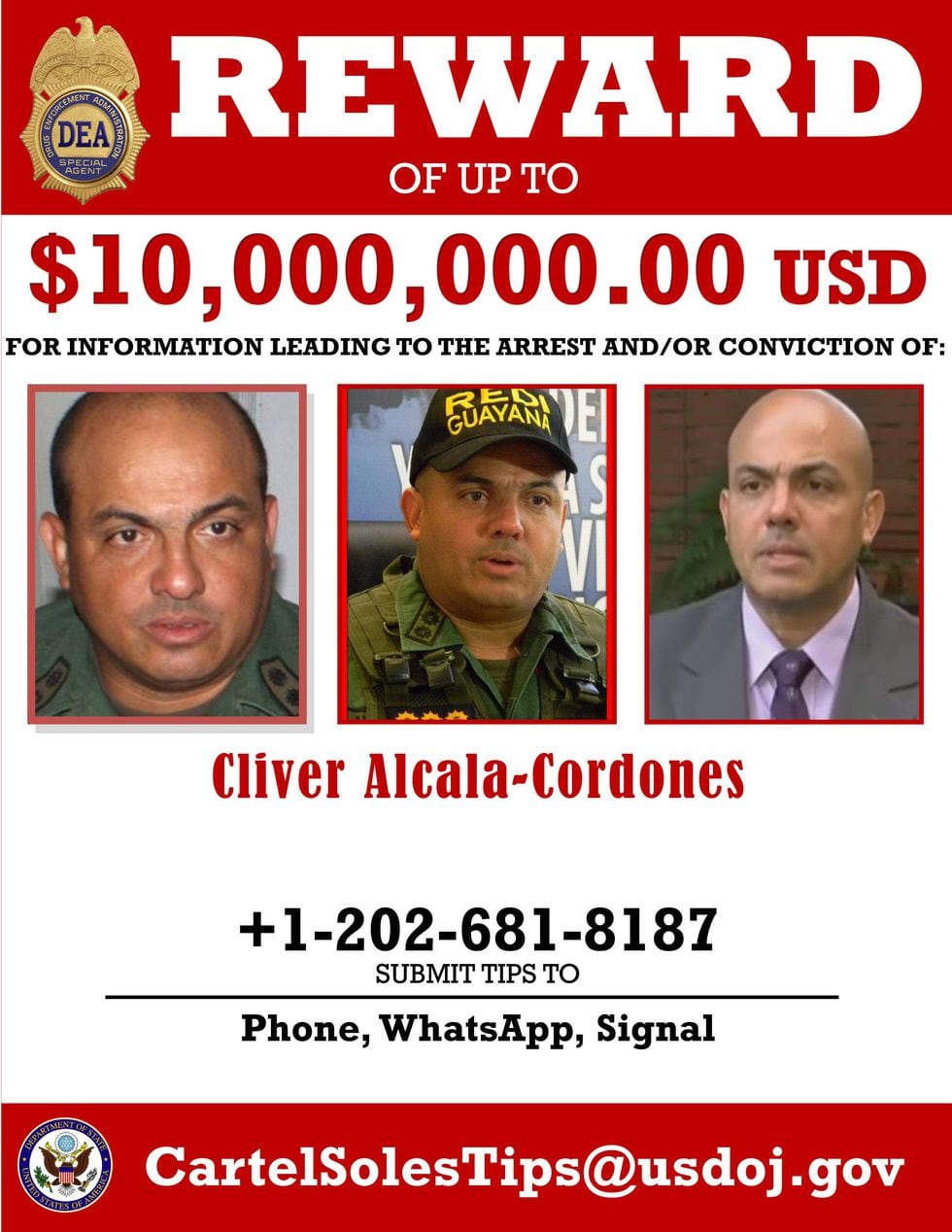 El exmilitar venezolano Clíver Alcalá permanece detenido en Estados Unidos. (Department of Justice via AP, File).