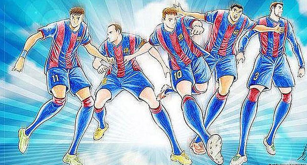 Así se ven los jugadores del Barcelona al estilo de los Supercampeones. (Foto: Twitter / Barcelona)