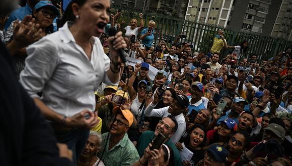Otros dos miembros del comando de campaña de la líder opositora María Corina Machado fueron detenidos este domingo en Venezuela tras participar en un mitin de cara a las elecciones presidenciales del 28 de julio. (Foto: Juan Barreto / AFP)