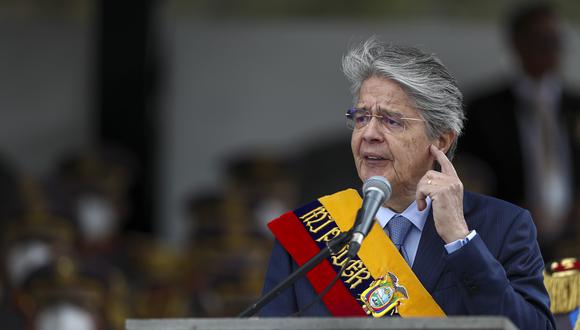 El presidente de Ecuador Guillermo Lasso en la Escuela Militar Superior Eloy Alfaro en Quito (Ecuador).