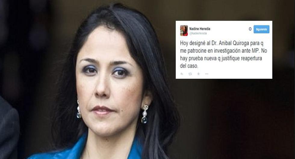 Nadine Heredia usó las redes sociales para informar sobre quién asumirá su defensa. (Foto: Trome)