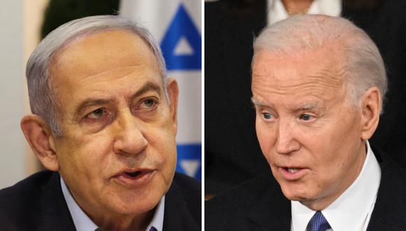 El primer ministro de Israel, Benjamin Netanyahu; y el presidente de Estados Unidos, Joe Biden. (Foto de Ronen ZVULUN / Mandel NGAN / AFP)