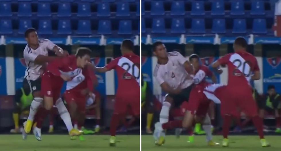 Futbolista de la selección mexicana Sub-20 agredió por la espalda al delantero peruano y se fue expulsado. Mira la agresión aquí. (Foto: Captura TUDN)