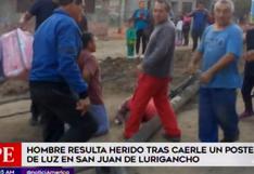 San Juan de Lurigancho: un hombre quedó grave tras caerle un poste de luz