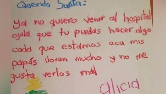 La carta que esta niña le hizo a 'Papa Noél' se hizo tendencia en todo Latinoamérica y es que muestra un mensaje muy poderoso, todo por ver feliz a sus papás. (Foto: Facebook Survivor Cáncer Team)
